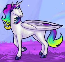 Draw the portion of the unicorn's hair on the right side of its neck. How To Draw A Rainbow Unicorn Step By Step Drawing Guide By Dawn Dragoart Com