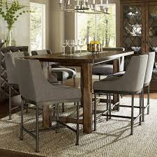 A Rectangular Hammered Metal Insert Adds Modern Flair To The Solid Lines Counter Height Dining Room Tables Counter Height Dining Table Bar Height Dining Table