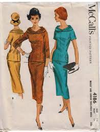 mccalls pattern 4186 misses vintage 1950s two piece top and skirt with cowl neckline and slim skirt size 14 bust 34