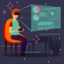¡dale al play en linea! Fondo De Realidad Virtual De Juegos De Computadora Vector Gratis