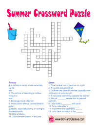 Simply fill in the letter that is missing in the summer themed word. 4 Free Printable Summer Crossword Puzzles