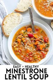 Hearty Minestrone Lentil Soup Recipe Lentil Soup Recipe Healthy Healthy Soup Recipes Lentil Soup Recipes