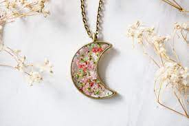 But how to do that?resin is a great way to preserve different things. Real Pressed Flower And Resin Celestial Moon Necklace In Greens And Pinks Mix Apollobox
