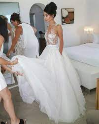 White Elegant Lace Bodice Wedding Dress For 2017 Beautiful Tulle Wedding Dress With Images Wedding Dress Train Tulle Wedding Dress Sweep Train Wedding Dress