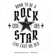 Black And White Rockstar Logo Born To Be A Rock Star Tee Design For Print Graphic Tshirt Design Tshirt Printing Design Rockstar