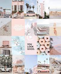 Aesthetics digital wallpaper, vaporwave, kanji, chinese characters. Pink Peach Beach Photo Art Collage Pack In 2021 Aesthetic Desktop Wallpaper Wall Collage Decor Iphone Wallpaper Tumblr Aesthetic