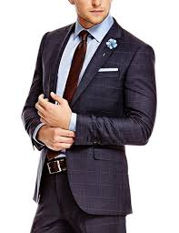 Browse the latest discounted suits from jos. Men S Navy Blue Windowpane Plaid Slim Fit Suit Jacket Super 120s Wool Mens Fashion Edgy Suits Designer Suits For Men