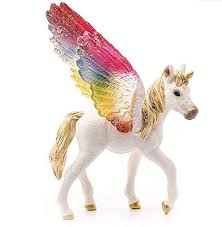 Schleich 70577 Geflugeltes Regenbogeneinhorn Fohlen Amazon De Spielzeug In 2020 Regenbogen Einhorn Fohlen Einhorn