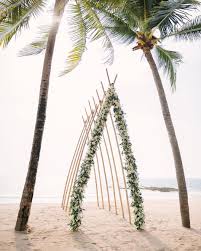Simple And Romantic Beach Wedding Set Up For Your Tropical Wedding Or Elopement Triangle Sha Wedding Beach Ceremony Romantic Beach Wedding Beach Wedding Style