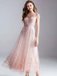 Buy Elegant Embroidery V Neck Short Sleeve Big Hem Maxi Dress At Dresssurefy Com Design Elegant Emb Maxi Dress Party Mermaid Prom Dresses Lace Elegant Dresses