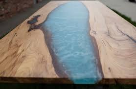 Solid wood kitchen table with resin 27. Hardwood Reclamation Live Edge Custom Tables