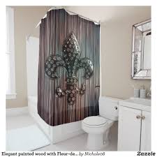 Elegant Painted Wood With Fleur De Lis Shower Curtain Zazzle Com In 2020 Painting On Wood Custom Shower Curtains Shower Curtain