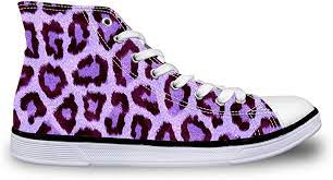 Wrail Unisex Sneaker Leopard Muster Lila Schuhe High Basic Canvas Sneakers Turnschuhe Schnur Schuhe Fitness Sportschuhe Laufschuhe Freizeitschuhe Amazon De Schuhe Handtaschen