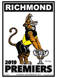 Afl tigers 2017 herald sun premiership poster, featuring artwork by award winning artist mark knight poster size measures 650mm by 450mm (approx). Almanac Art Afl Premiership Posters