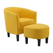 Jazouli Linen Barrel Chair And Ottoman In 2020 Barrel Chair Chair And Ottoman Chair