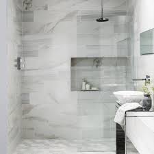 A entirely white tiled bathroom? Large White Marble Effect Bathroom Tiles Novocom Top