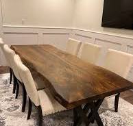 Mesa de comedor de nogal, mesa de comedor rústica, mesa de ...