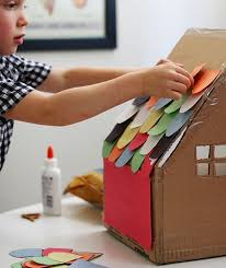Pin By Lisa Riley On Toddler Holiday Party Cardboard Box Houses Craft Activities For Kids Diy For Kids