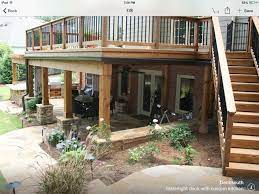 Under Deck Columns With Stacked Stone Base Retaining Wall For Under Deck Patio Deck Designs Patio Design Patio Under Decks