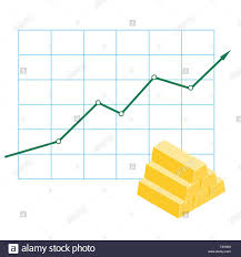 Graph Chart Of Stock Market Rising Price Gold Bar Stock