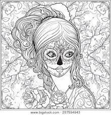 900x1026 day of dead girl coloring pages, day of the dead coloring page. Portrait Young Vector Photo Free Trial Bigstock
