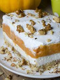 No Bake Strawberry Jello Lasagna Recipe Pumpkin Lasagna Desserts Pumpkin Recipes Dessert