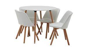 Natural wood may display small splits, knots, joint lines, or other organic features that will not affect the quality or performance of your piece. Buy Habitat Quattro White Dining Table 4 White Chairs Dining Table And Chair Sets Argos