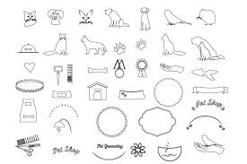 Dog Flat Icons Line Icon Hand Logo Animal Outline