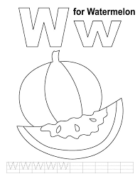 W For Watermelon Coloring Page With Handwriting Practice Kids Handwriting Practice Alphabet Coloring Pages Abc Coloring Pages