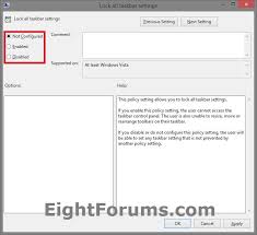 The windows taskbar is positioned at the bottom of the screen by default. Taskbar Settings Lock Or Unlock In Windows 8 Windows 8 Help Forums