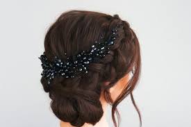 Black And Gold Hair Piece Bridal Hair Vine Wedding Hair Vine Bridal Hair Piece Black Etsy In 2020 Crystal Hair Vine Hair Vine Wedding Hair Vine