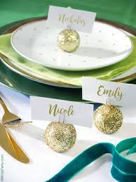 These guys also make cute favors for guests to bring home. Diy Glitter Baubles Ornament Place Card Holders Party Ideas Party Printables Blog
