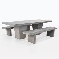 Outdoor dining table set with bench. Outdoor Dining Set Tapered Concrete Table And 2 Benches Teak Warehouse