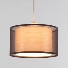 12in Gray Fabric Drum Lamp Shade Two Layer Lampshade For Custom Pendant Light And Table Lamps Contemporary Modern Home Decor Lighting Brighttia