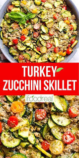 This 30 Minute Healthy Ground Turkey Zucchini Skillet With Pesto Is Delicious Lo In 2020 Ground Turkey Recipes Healthy Ground Turkey And Zucchini Recipe Turkey Recipes