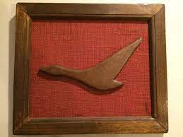 Vintage 1960s Mcm Art Wooden Bird Picture 1960 S Mcm Framed Wooden Bird Wall Decor Burlap Wall Art Carved Wood Wall Art Mcm Art