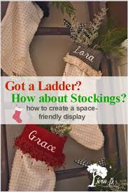 Repurpose An Old Wood Ladder Into A Fun Christmas Stockings Display Christmas Stockings Old Wood Ladder Inflatable Decorations