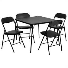 Whether it's wood or steel framed items, a particular color, material, or style, we have what you're looking for at the most competitive prices in the industry. Flash Furniture 5 Piece Folding Card Dining Table And Chair Set In Black Jb 1 Gg