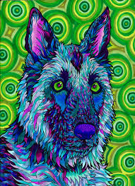 Shepherdelic Print Trippy Psychedelic By Paintmyworldrainbow Dog Art Art Art Drawings