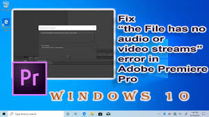 Kalo after effectnya cuma klik awal tok, habis itu keluar loadingya tapi habis itu not responding kalo premiere nya dibuka sampe menu new sequence tok gan. Fix The File Has No Audio Or Video Streams Adobe Premiere Pro Error Youtube