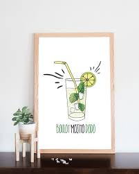 Affiche Imprimee Mojito Boulot Dodo Illustration Du Cocktail Mojito En 2020 Affiches Imprimees Dessin Mural Et Mojito