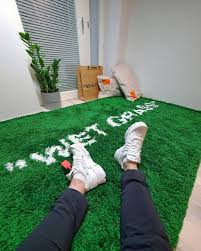 Ikea X Virgil Abloh Markerad Collection With Nike Off White Sneakers Wet Grass Rug Sculpture Bags Living Room Decor Apartment Dream House Decor Indie Room