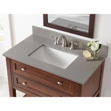 Refresh your bathroom with a new vanity. Home Decorators Collection 37 In W X 22 In D Engineered Quartz Vanity Top In Sterling Grey With White Single Trough Sink 37112 The Home Depot Marble Vanity Tops Marble Vanity Vanity Top