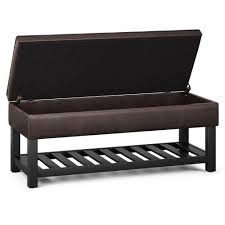 By furniture of america (5) carlsbad dark teal storage ottoman. Best Selling 44 Essex Storage Ottoman Bench With Open Bottom Distressed Brown Wyndenhall Accuweather Shop