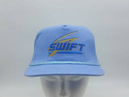 Swift Transportation Trucking Vtg 90s Light Blue Snapback Trucker Hat W Rope Kc Truckerhat Hats Trucker Hat Light Blue