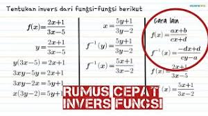 Suatu invers fungsi merupakan kebalikan dari fungsi. Invers Fungsi Cara Menentukan Invers Fungsi Dengan Mudah Dan Rumus Cepat Pada Fungsi Pecahan Kepotimes