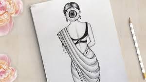 How To Draw A Gorgeous Traditional Girl With Saree Saree Drawing Gir Girly Drawings Pencil Drawings Of Girls Girl Drawing Sketches