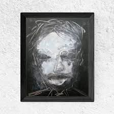 Black And White Self Portrait Painting Original Canvas Painting Horror Portrait Dark Art Artwork Wooden Framed Contemporary Art Expressive Black White By Maria Marachowska In 2020 Original Canvas Painting Original Canvas Painting