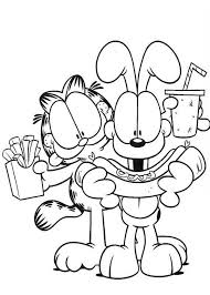 Garfield is an american comic strip created by jim davis. Garfield Eating Junk Food With Odie Coloring Page Netart Garfield Coloring Pages Cartoon Coloring Pages Pirate Coloring Pages