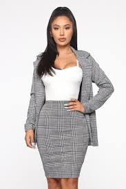Black And White Plaid Blazer And Skirt Set You Wish You Knew Blazer Set Black White In 2020 Fashion Womens Fashion Blazer Plaid Pencil Skirt